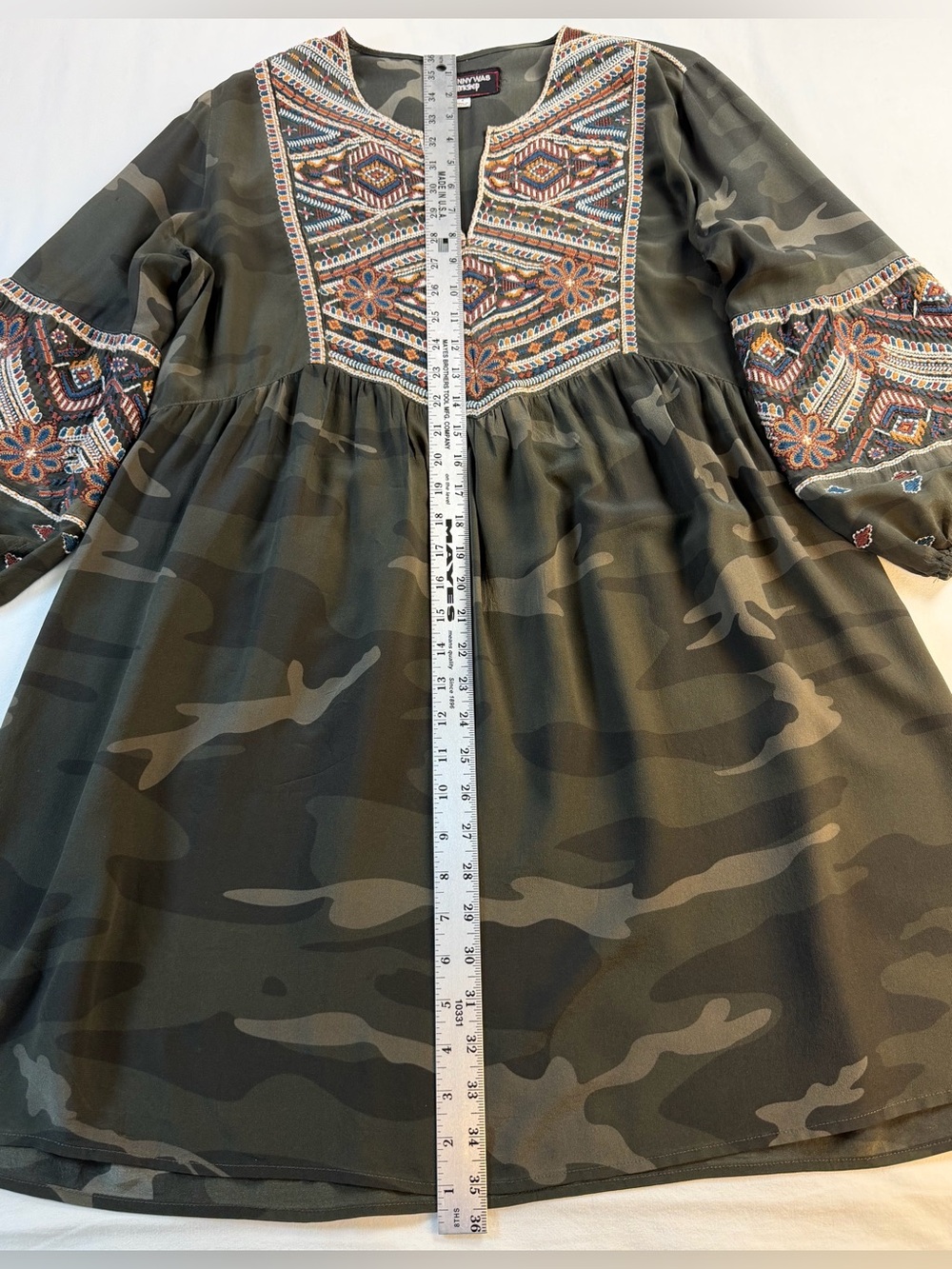 Johnny Was Workshop Camo Embroidered Peasant Boho Tunic Dress Small - Picture 6 of 10